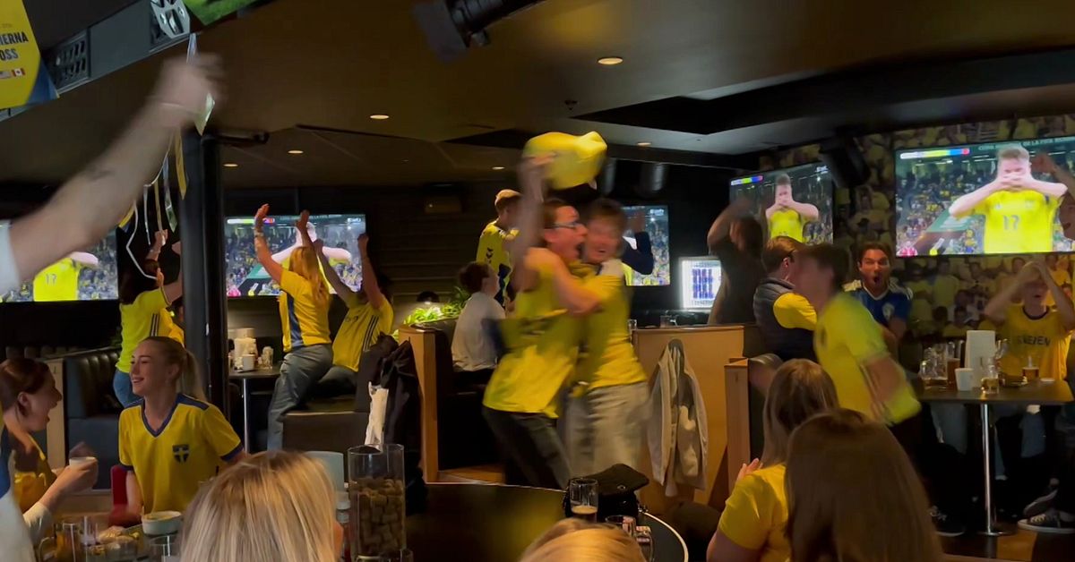 Se gl&auml;djen i Ume&aring; n&auml;r Sverige krossade Tunisien i fotbolls-VM