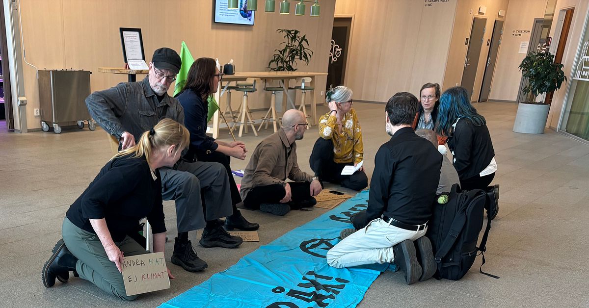 Klimataktivister i aktion vid Jordbruksverket i J&ouml;nk&ouml;ping