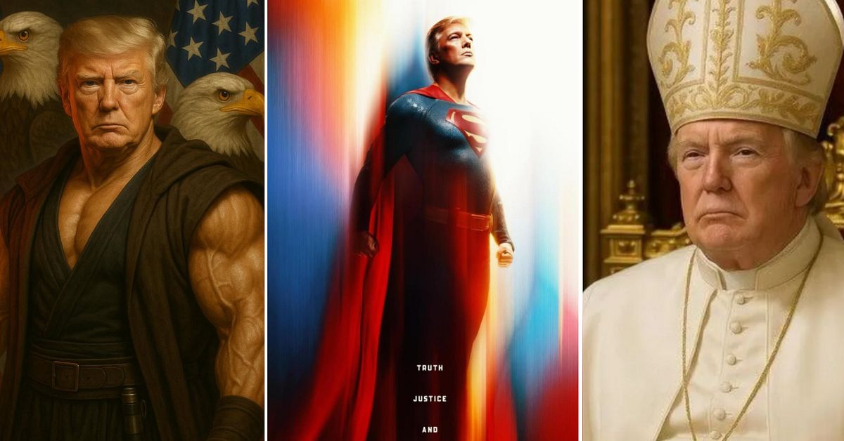 Trumps AI-bilder: Så liknar de klassisk propaganda som Stålmannen och påven