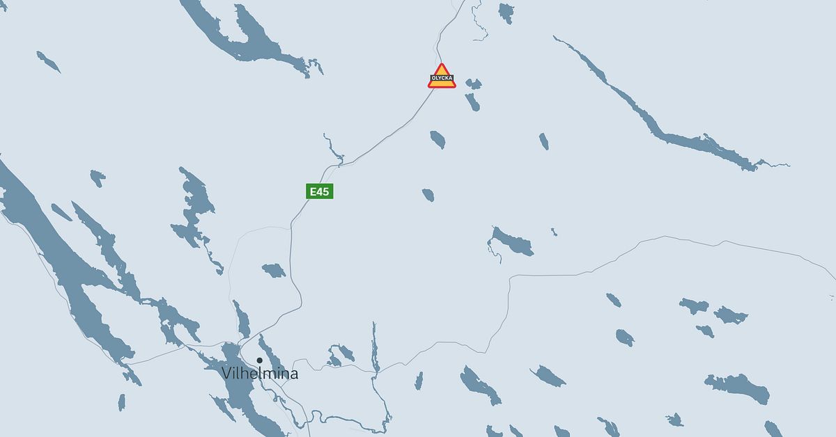 Buss har kört i diket på E45 i Vilhelmina kommun