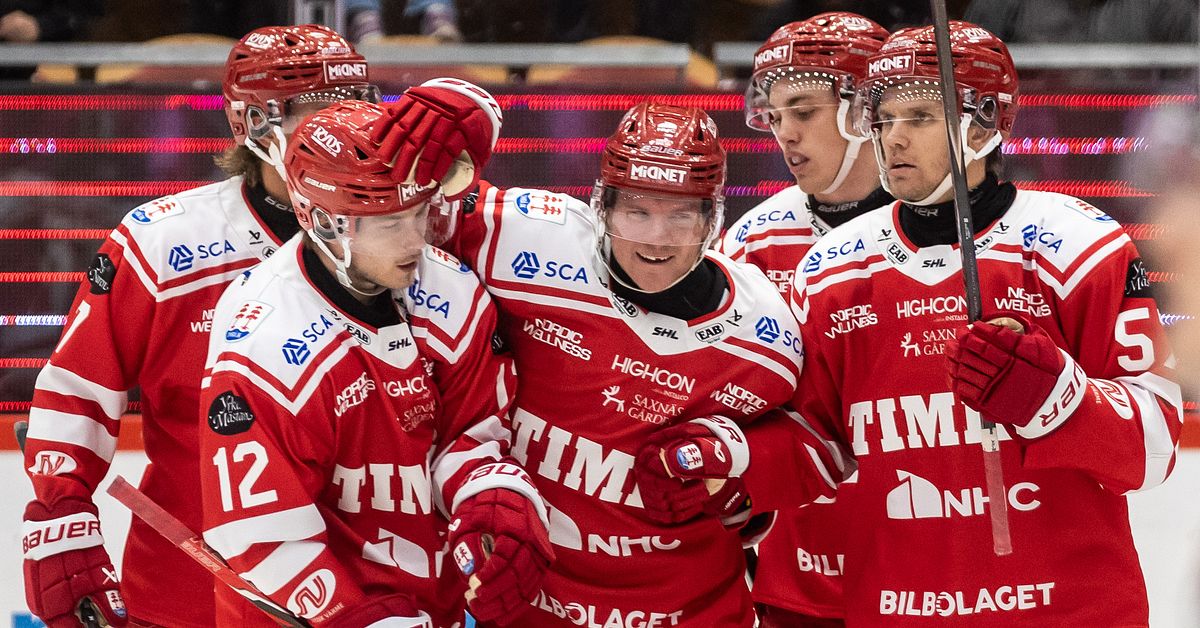 Timråspelare jublar efter två mål i powerplay