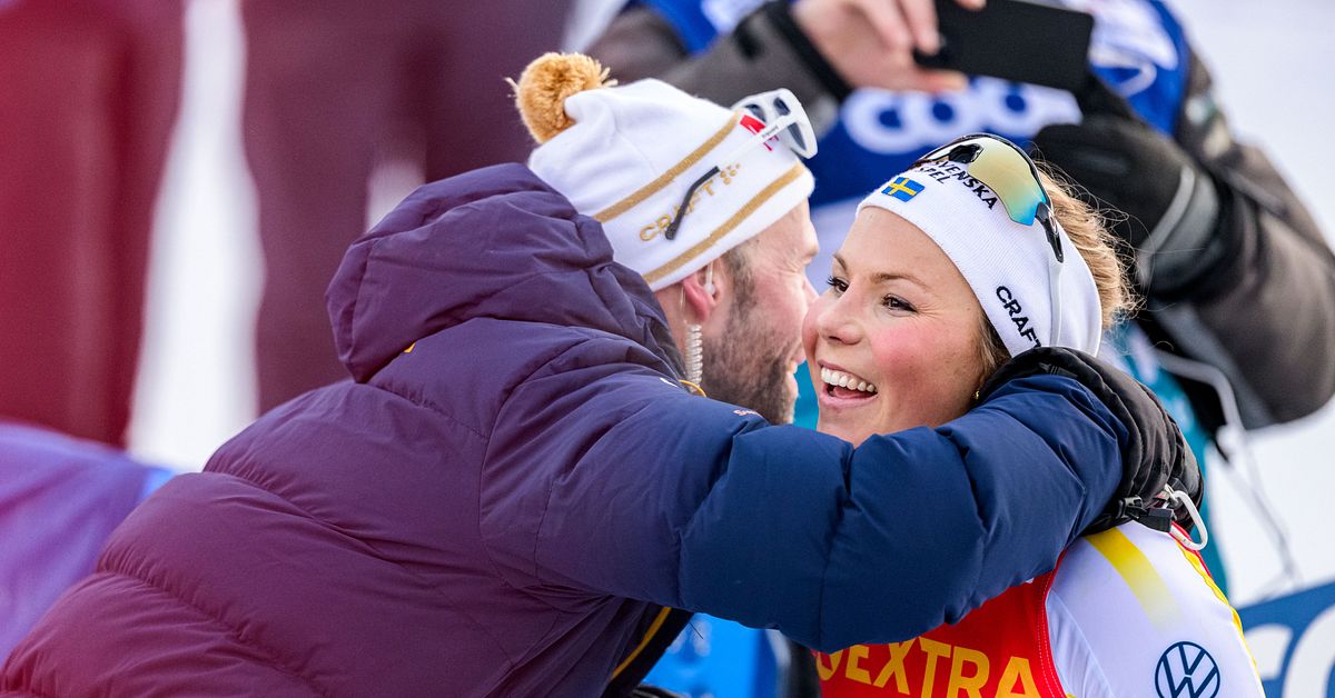Johanna Hagström on the podium in Olympic dress‑rehearsal in Val di Fiemme