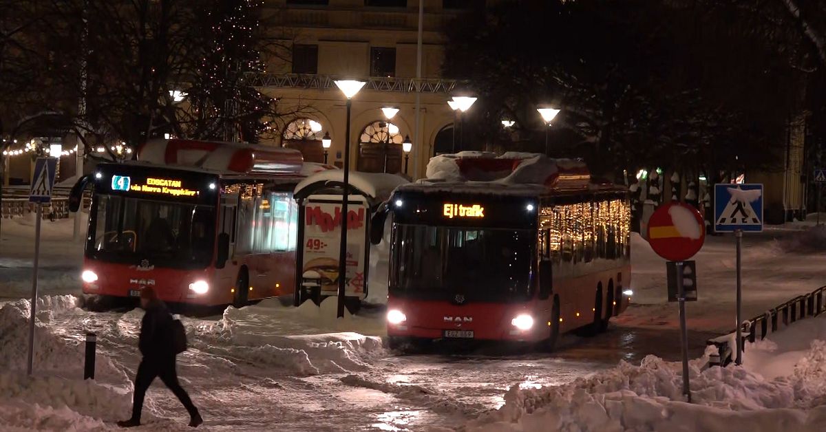 Video: Inställd kollektivtrafik och stora snömängder