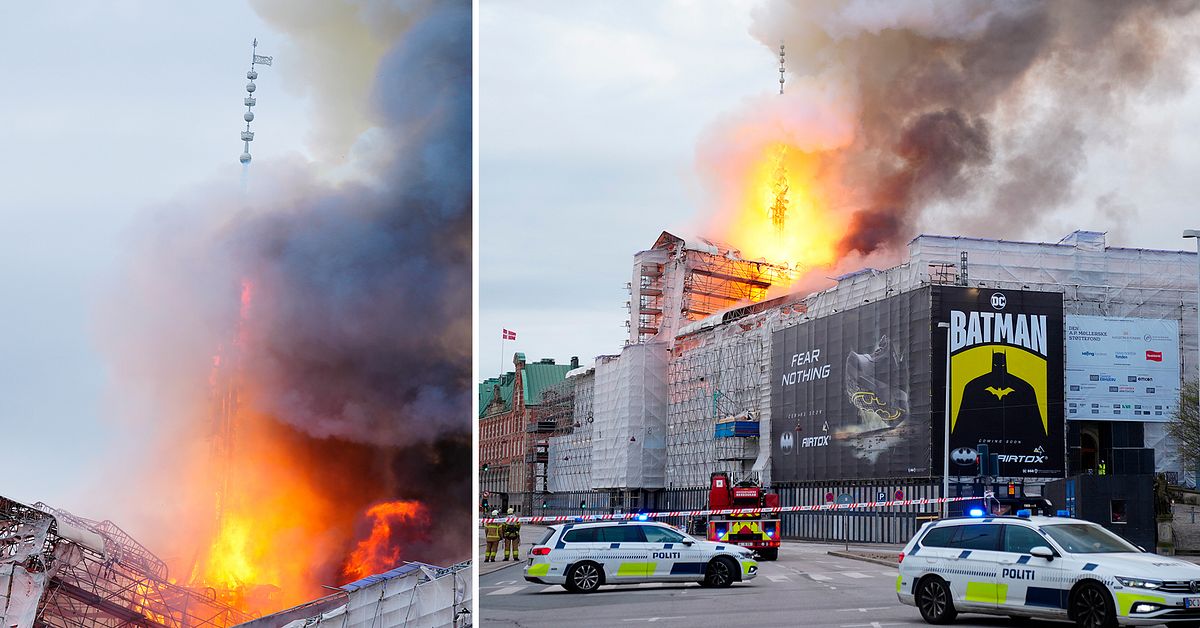 The historic building of the Stock Exchange in Copenhagen caught fire – and the tower collapsed