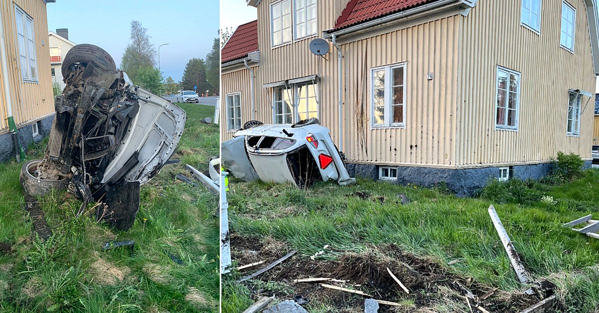 Vansinnesfärd med A-traktor i Nordmaling – ungdomar kraschade i husvägg