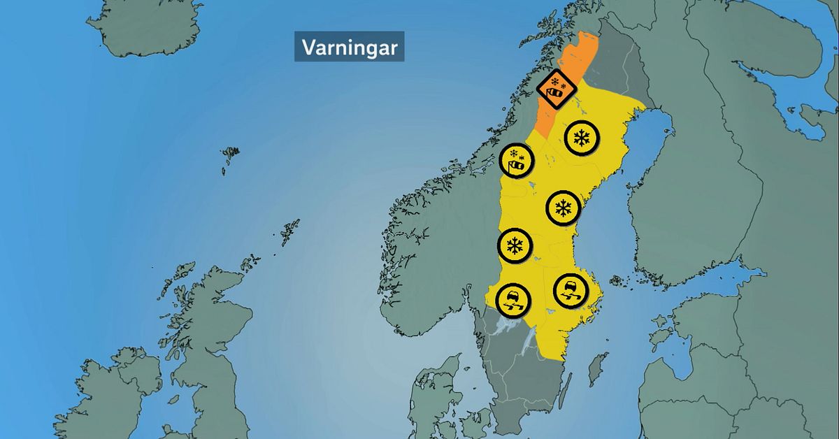 Stökigt väder kommande dygnet – varningar i stora delar av Sverige