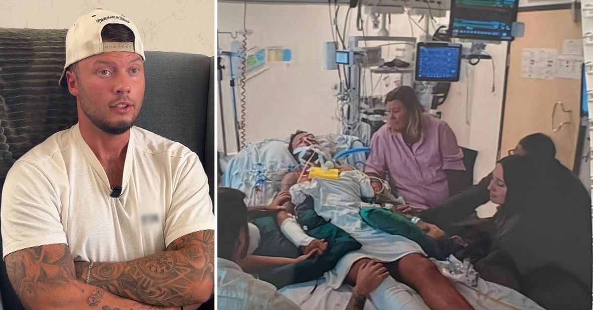 Simon Wahlgren i sjukhussäng med anhöriga efter olyckan