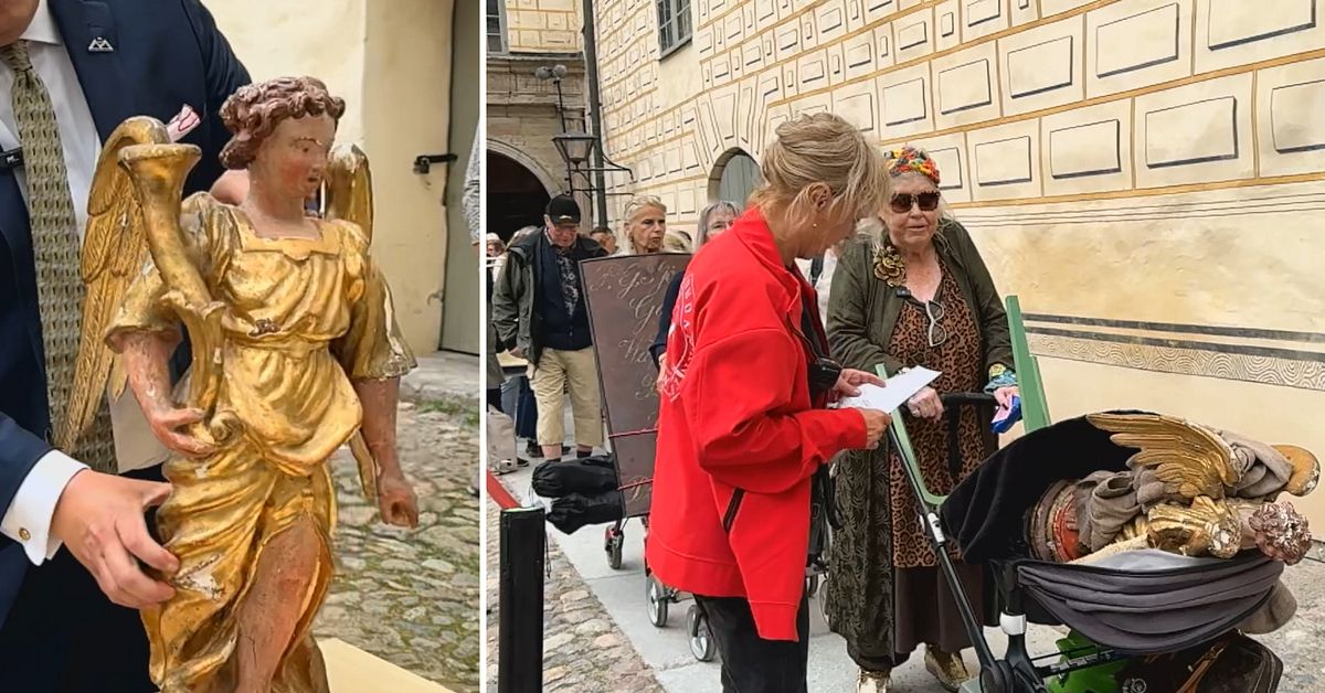 L&aring;nga k&ouml;er n&auml;r antikrundan kom till Kalmar &ndash; Lena tog med sin guld&auml;ngel