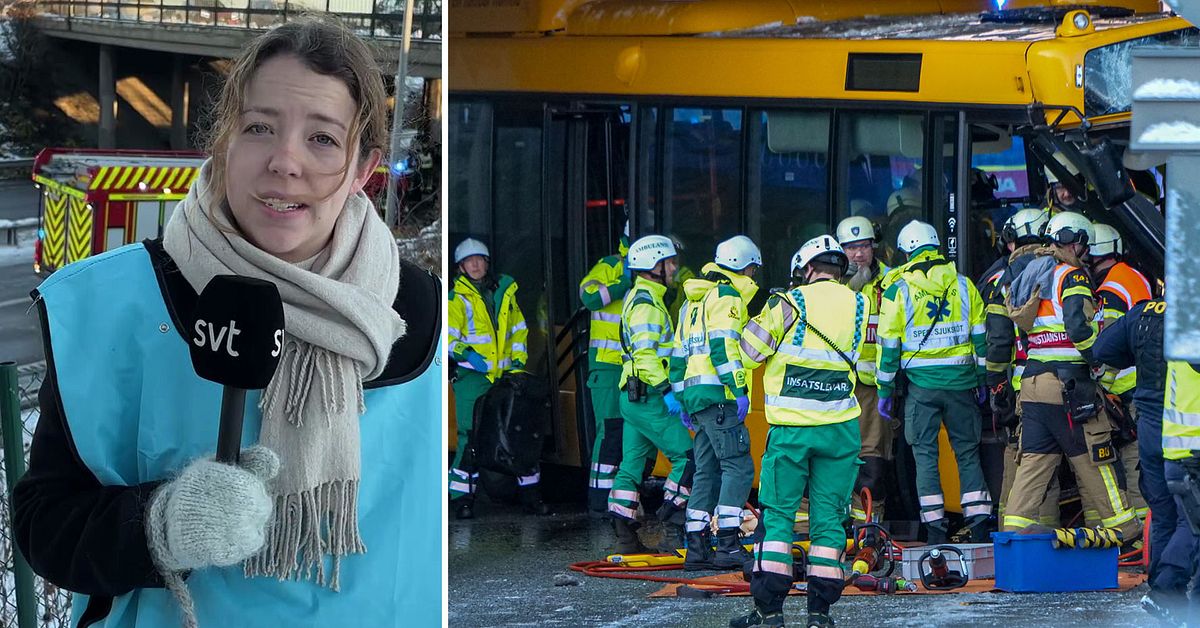 Buss körde in i bropelare i Malmö – fyra personer skadade