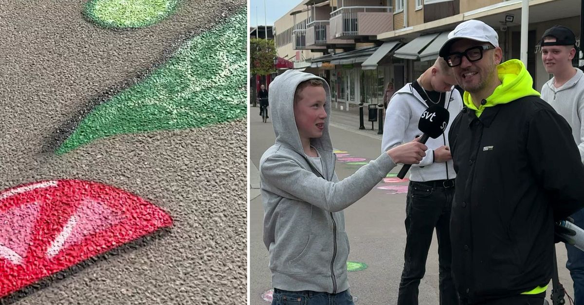 Hasse P:s rekordtårta fyller 40 år – hyllas med lika lång gatumålning i Köping