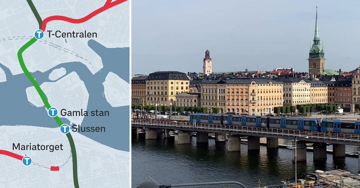 Röda linjen mellan Slussen och T-centralen stängs av 24 juni | SVT Nyheter
