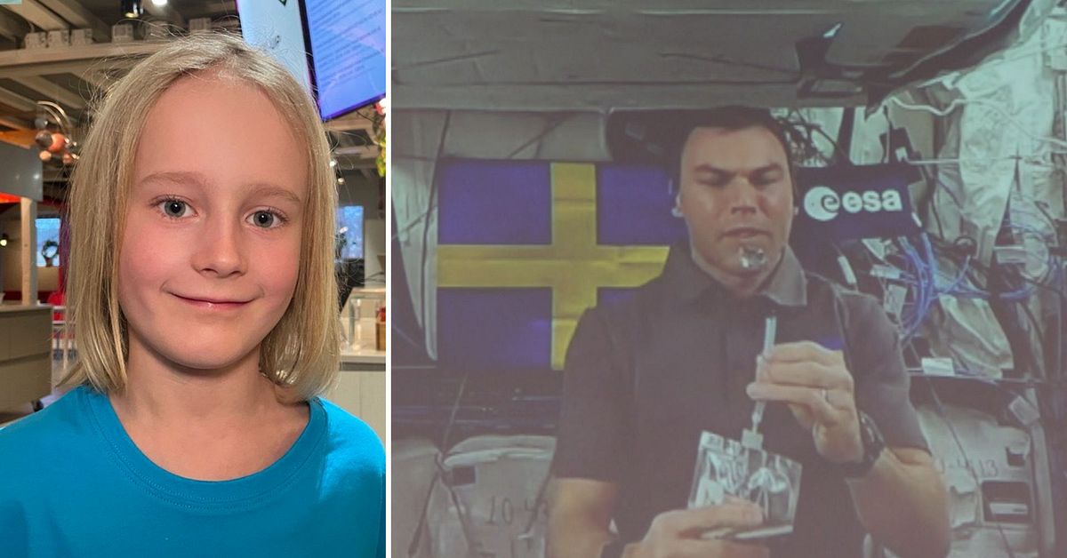 Här ringer elever i Stockholm till Marcus Wandt i rymden | SVT Nyheter