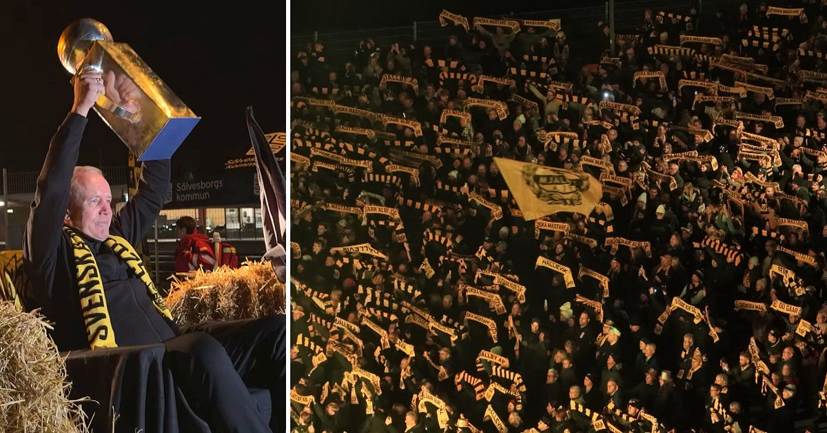 Här hyllas Mjällby AIF i Sölvesborg – pokalen kördes in med traktor