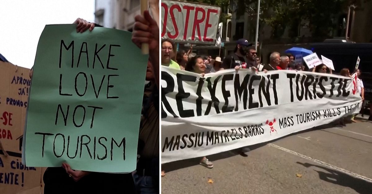 Protester mot massturismen i städer över hela södra Europa