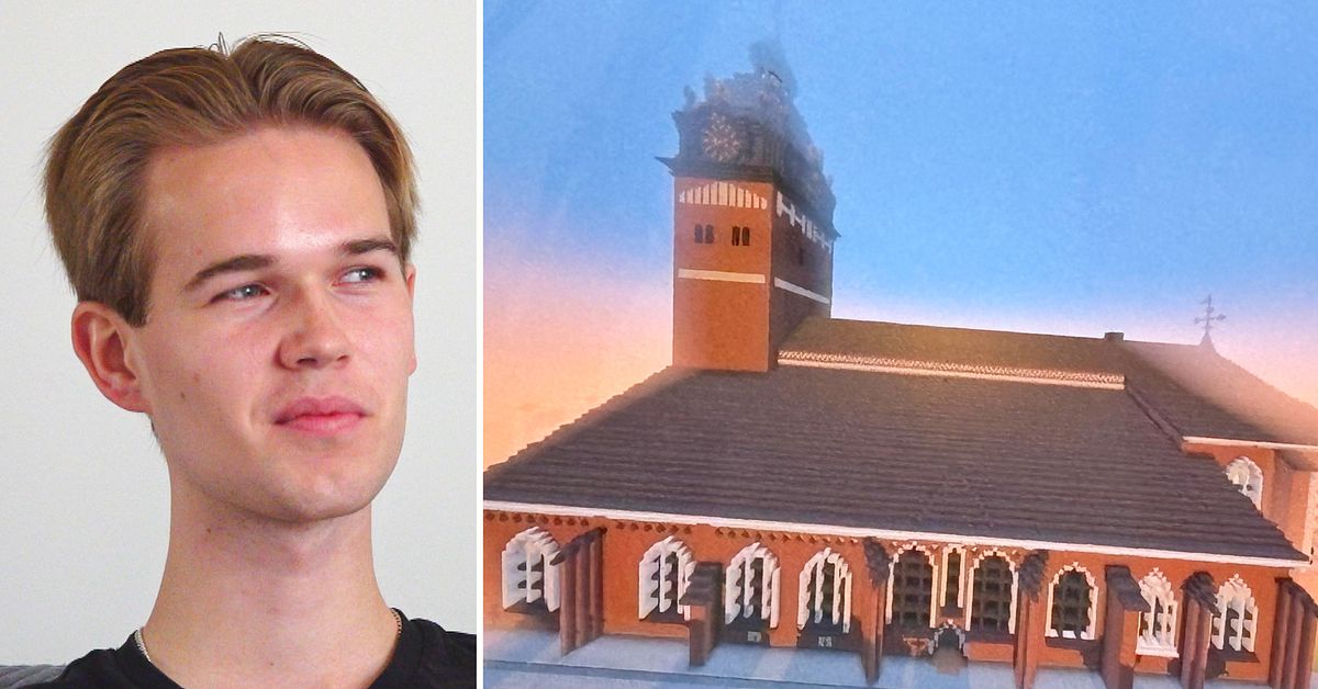 Albin, 21, har byggt Strängnäs domkyrka i Minecraft: ”Ont i fingrarna”