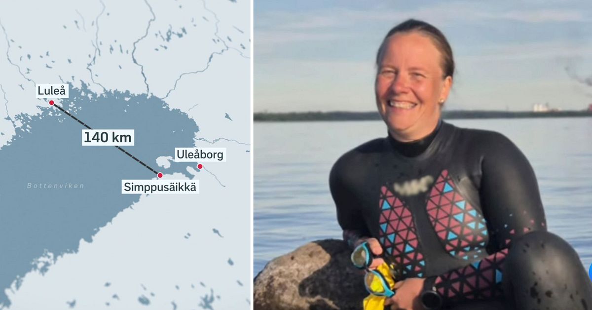 Kriistina, 47, ska simma &ouml;ver Bottenviken p&aring; fem dagar i rekordf&ouml;rs&ouml;k