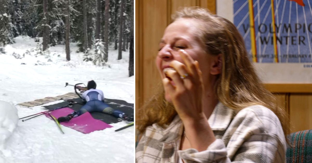 Unique footage: Stina Nilsson tries biathlon for the first time