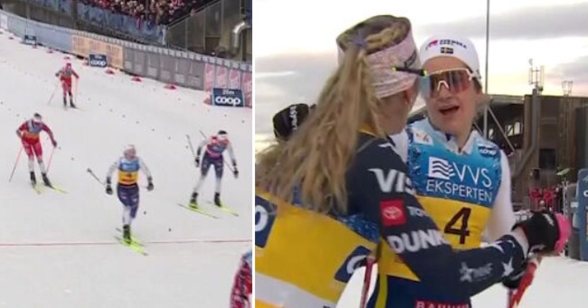 Ebba Andersson på pallen i skiathlon efter jättedrama