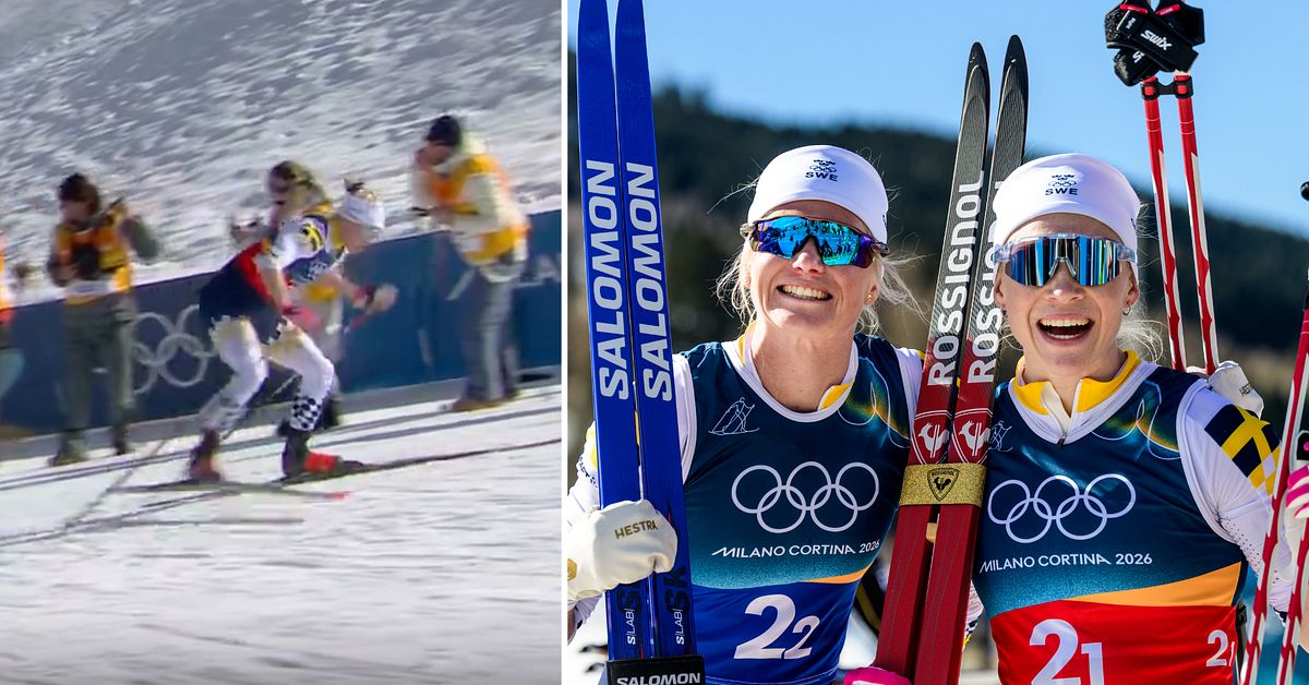 Jonna Sundling och Maja Dahlqvist tog OS-guld i sprintstafett efter ryck