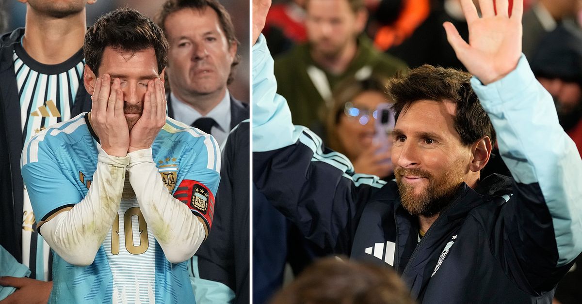 T&aring;r&ouml;gd Lionel Messi m&aring;lskytt i sin sista landskamp