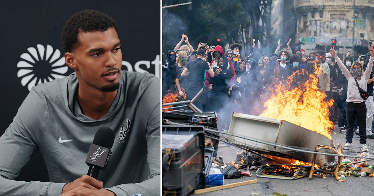 Victor Wembanyama st&ouml;ttar studentprotesterna i Frankrike