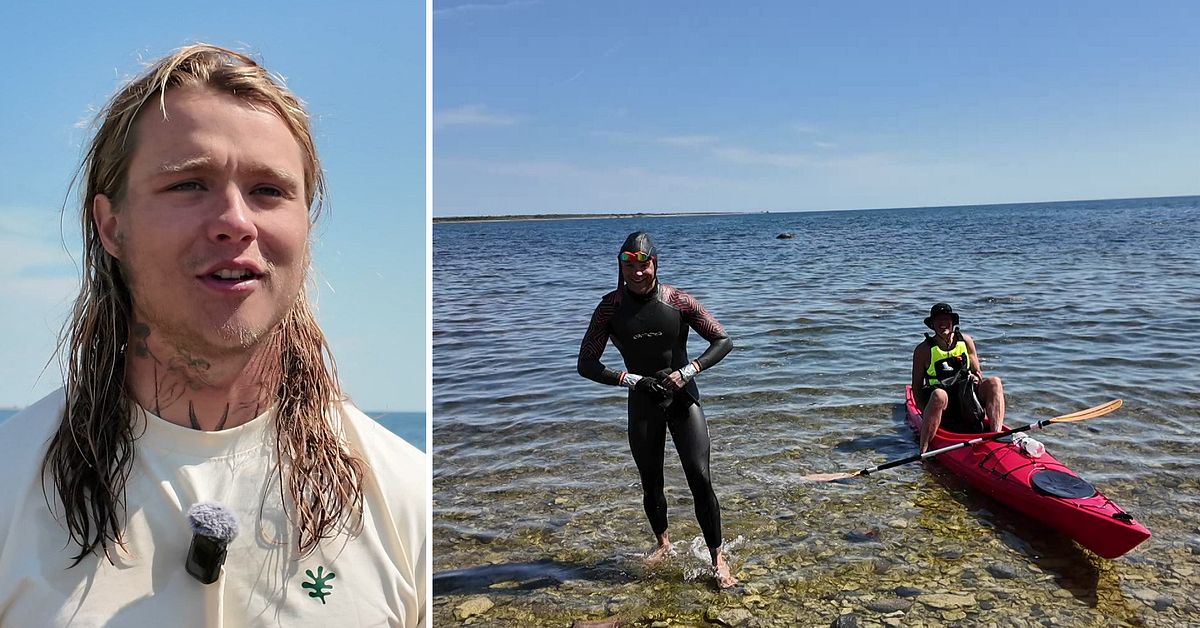 Karl, 22, har simmat runt Gotland för välgörenhet