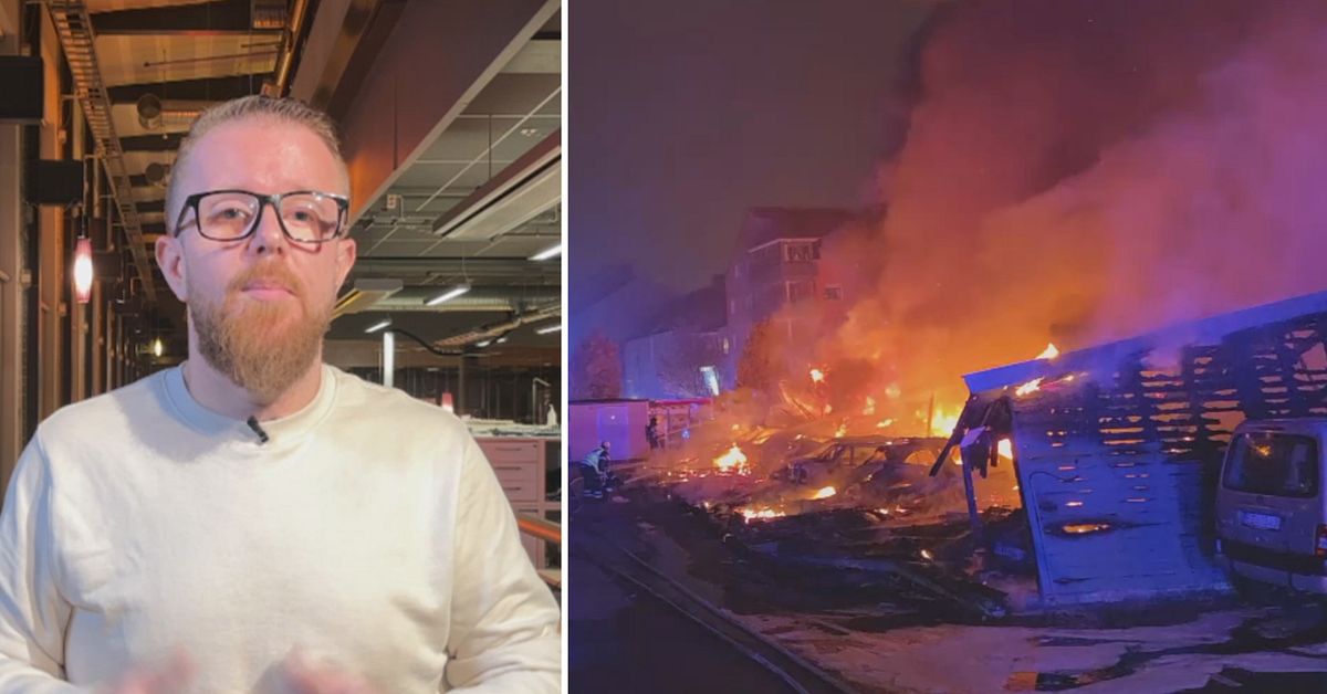 Omfattande brand i garagelängor i Ängelholm