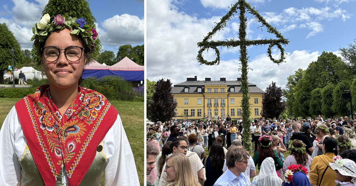 Festligt midsommarfirande i Hågelbyparken i Botkyrka