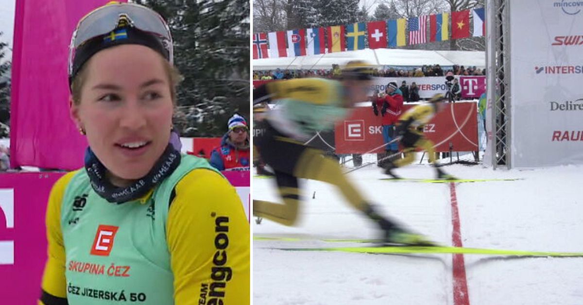 Hanna Lodin p&aring; pallen i Ski Classics efter dramatisk spurt