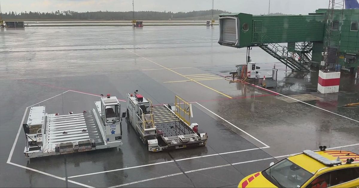 Här vräker regnet ner på Landvetter flygplats