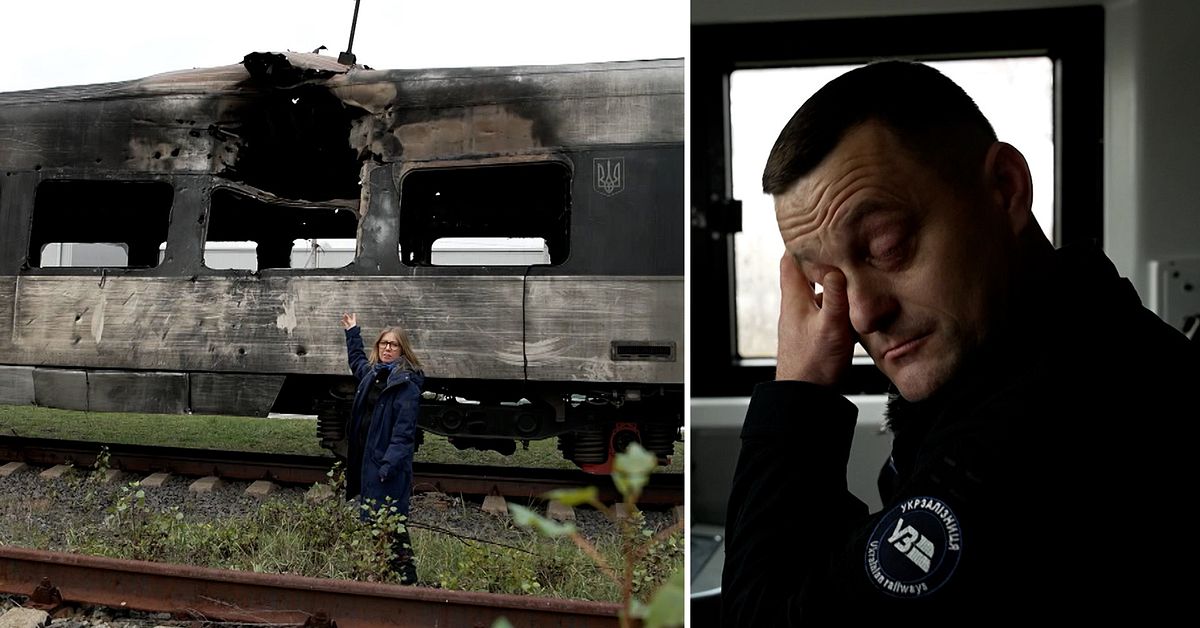 Ukrainska järnvägen under attack – han fortsätter ändå köra tågen
