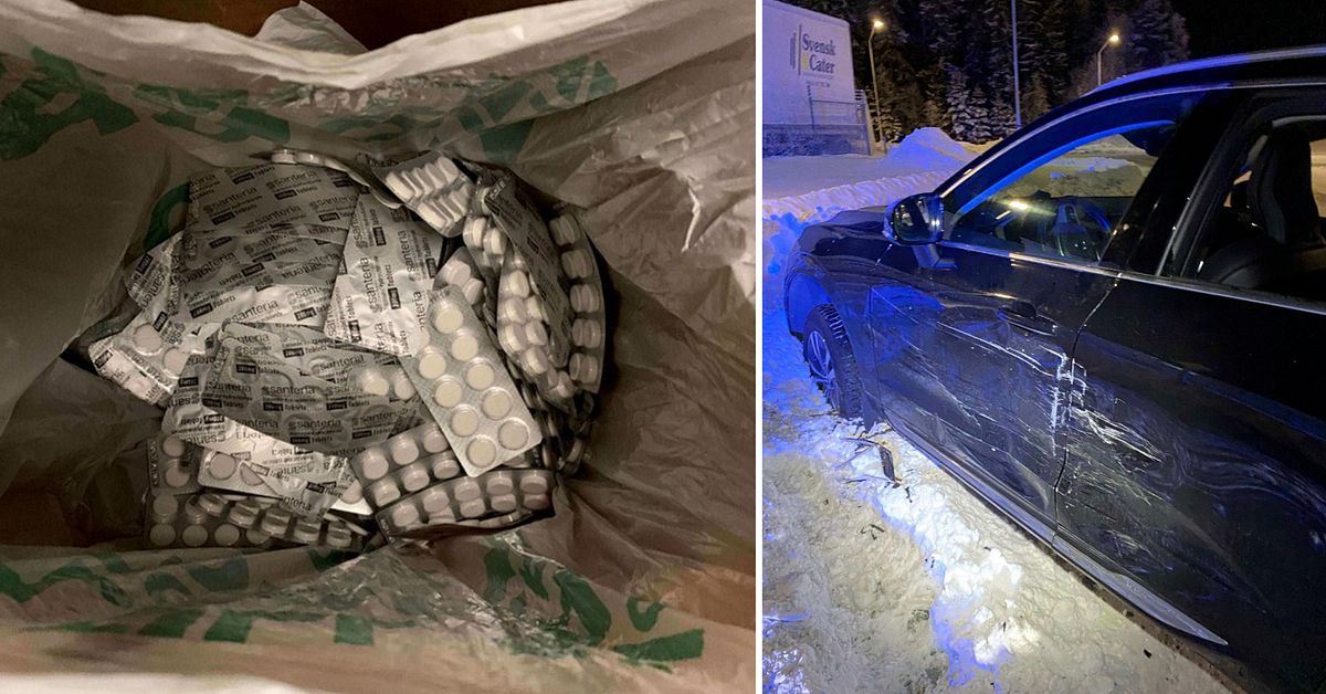 Biljakt slutade i sn&ouml;driva i Odenskog &ndash; fann 3&nbsp;000 narkotikatabletter