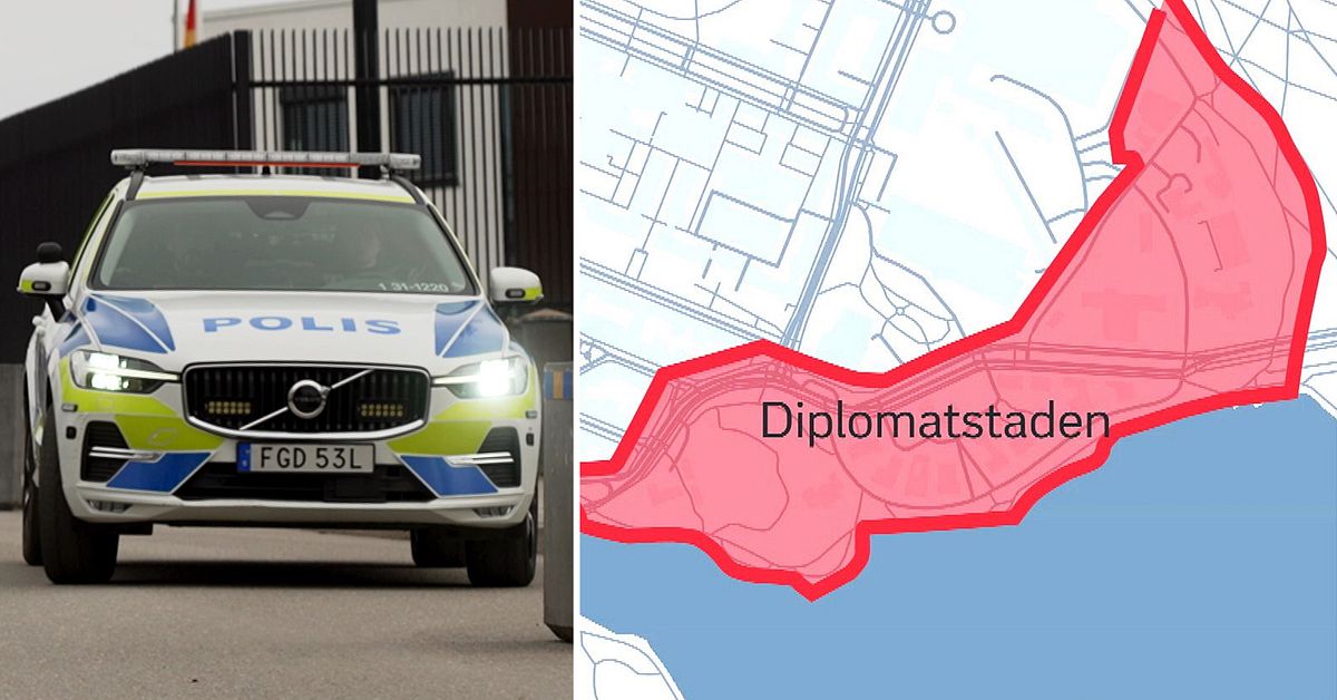 S&auml;kerhetszon i Diplomatstaden i centrala Stockholm avslutas