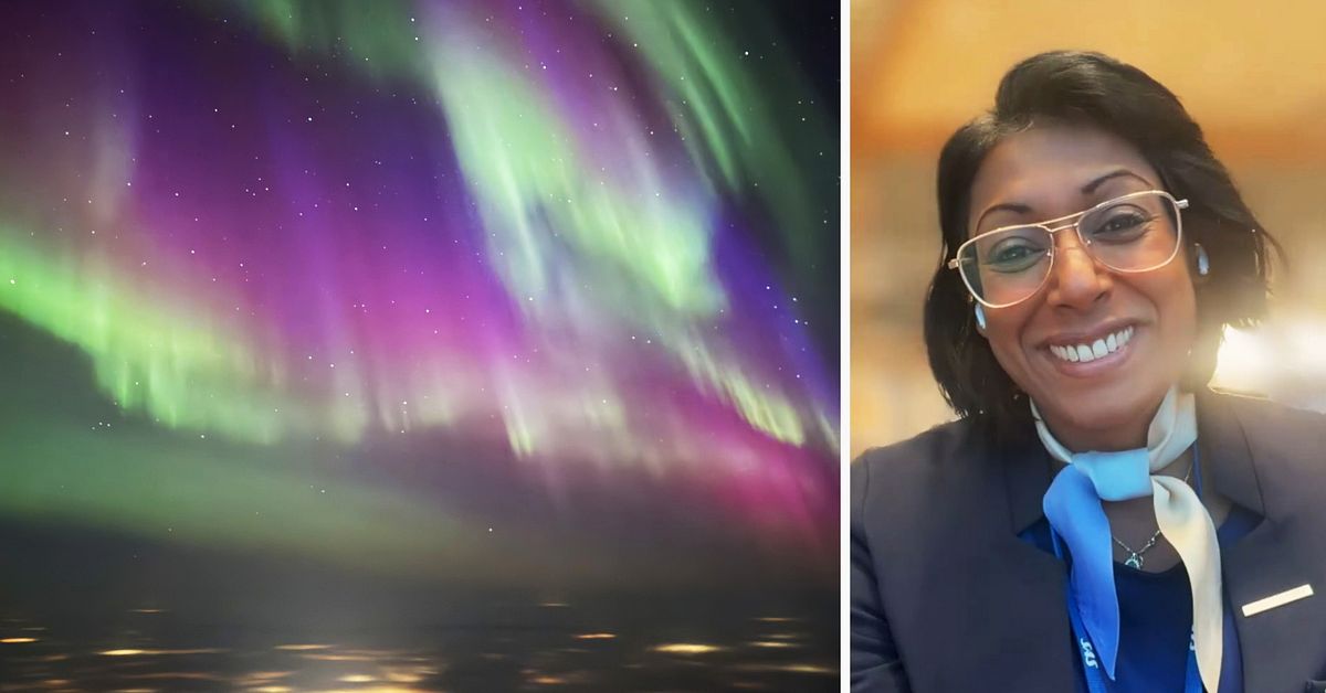 Flygv&auml;rdinnan Sara fick se spektakul&auml;rt norrsken &ouml;ver Lule&aring;