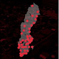 Tvådelad bild. Vänster: Sverigekarta med röda markeringar. Höger: Anne lagerctrantz, vd SVT.