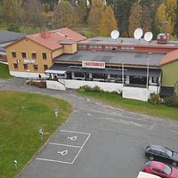 En drönarbild över Kulturhuset i Åsele.