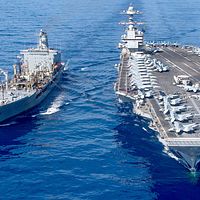 Hangarfartyget USS Gerald Ford i Medelhavet efter att kriget brutit ut mellan Israel och Hamas.