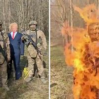 brinnande Trump-docka