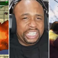Två bilder från spelserien Grand Theft Auto och ett fan som väntar på det senaste spelet.