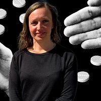 Länssamordnaren Hanna Lundgren och bilder på olika droger