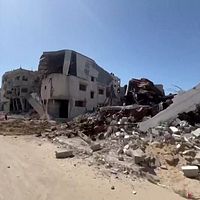 Kollapsade byggnader i Gaza