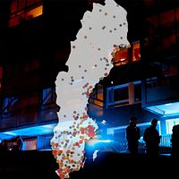 Karta över Sverige med skjutningar utmarkerade
