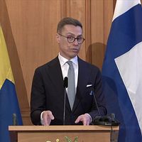 Republiken Finlands president Alexander Stubb talar för Sveriges riksdagsledamoter