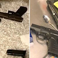 Tvådelad bild med två olika pistoler
