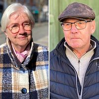 Tredelad bild. Vänster: man i svart hoodie. Mitten: kvinna i rutig kappa. Höger: man i keps och jacka.