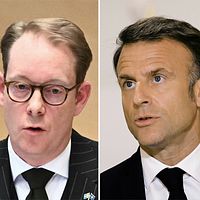 Olaf Scholz, Tobias Billström och Emmanuel Macron.
