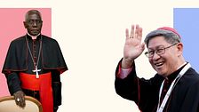 Montage föreställandes två av kandidaterna till valet av ny påve, Robert Sarah till vänster och Luis Antonio Tagle.
