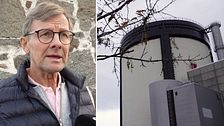 Tvådelad bild på dels Rolf Jönsson (C), som är kommunstyrelsens vice ordförande i Olofström, och dels på kärnkraftverket Ringhals.