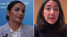 Kulturminister Parisa Liljestrand och Lawen Redar, kulturpolitisk talesperson