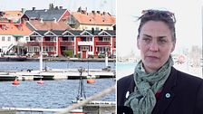Båthamn i Askersund och kommunstyrelsens ordförande Caroline Dieker (M).